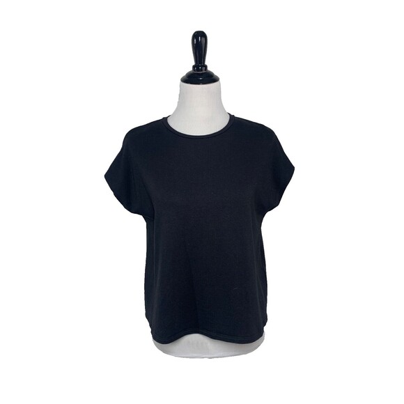 Eileen Fisher Short Sleeve Sweater Women's Size M Black Layering Old Money - Picture 1 of 7